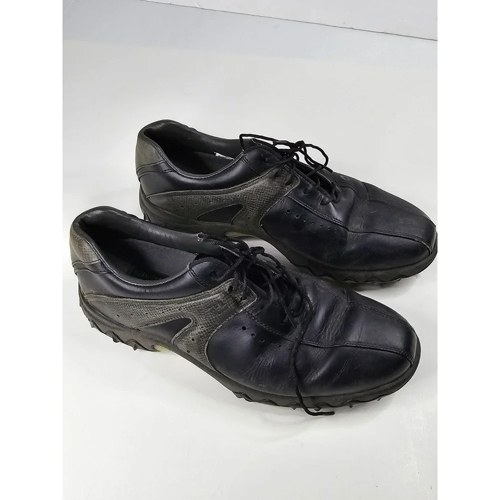 FootJoy Contour Series Black Leather Golf Cleats‎ Mens Size 9M Soft Spikes 54184